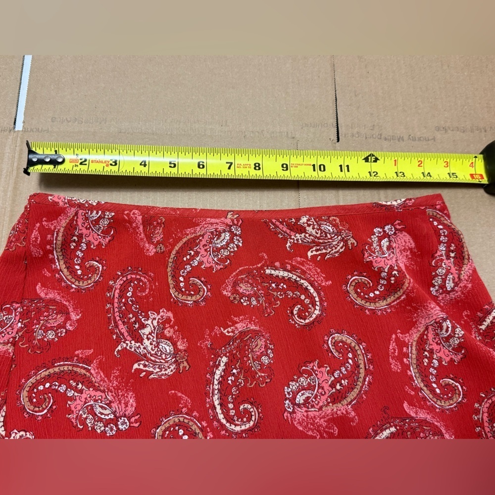 Y2K Red Orange Paisley Printed Maxi Skirt Country Prairie Western Cottagecore - Picture 4 of 6
